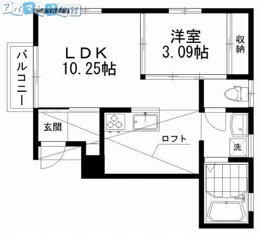 JR越後線 白山駅(新潟) 徒歩12分 2階建 築15年(1LDK/1階)の間取り写真