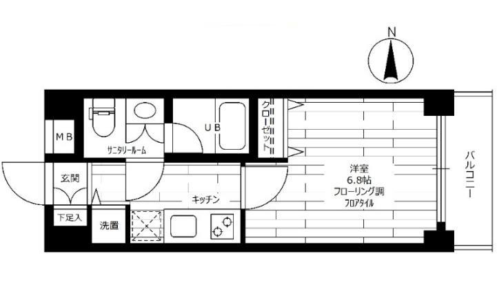 ステージファースト白山II(1K/4階)の間取り写真