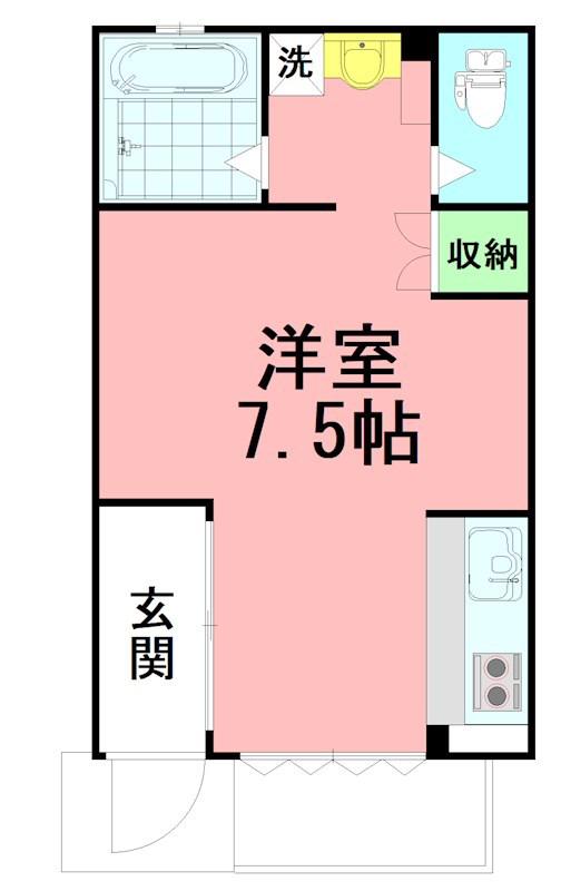 グリーンハウス平塚(ワンルーム/1階)の間取り写真