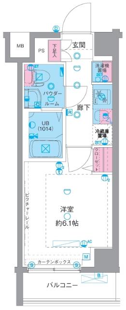 エストゥルース横浜吉野町II(1K/1階)の間取り写真