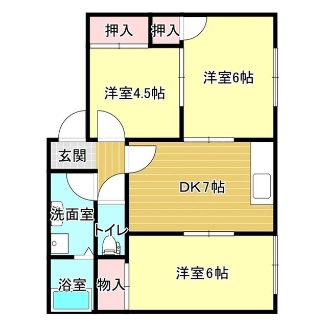 カキクケコーポ(3DK/1階)の間取り写真