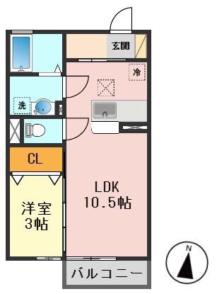 グラン セーヌII(1LDK/1階)の間取り写真