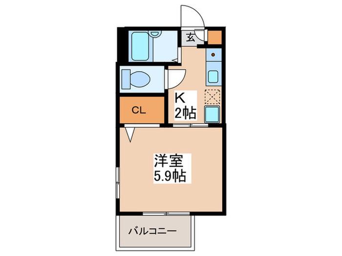 フローラ高津(1K/2階)の間取り写真
