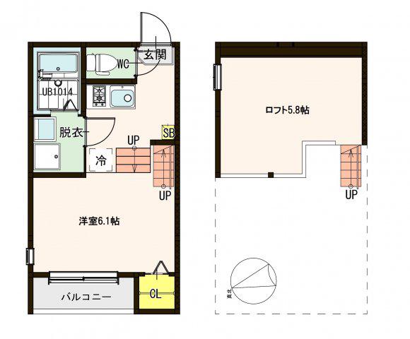 88HOUSE(1K/1階)の間取り写真