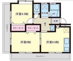 西舞マンション(2DK/2階)の間取り写真