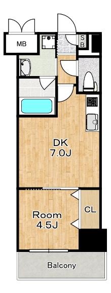 グランパシフィック泉尾LUXE(1DK/5階)の間取り写真