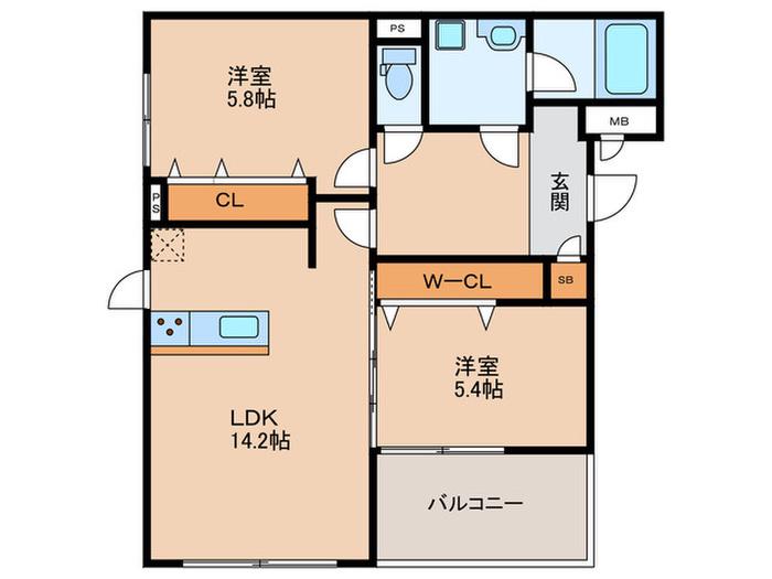 HEIRESS HIRAO(2LDK/4階)の間取り写真