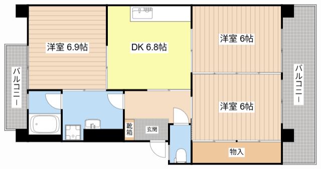 ハイツエクセルI番館(3DK/2階)の間取り写真