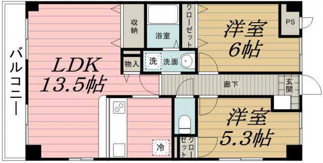 プライムスクエア野村(2LDK/3階)の間取り写真