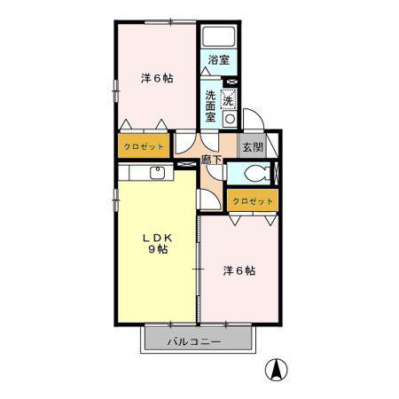 ベルウッド(2LDK/2階)の間取り写真