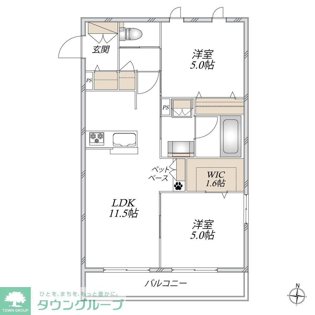 千代ケ丘9丁目メゾン(2LDK/2階)の間取り写真