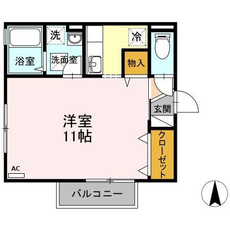 フェイバリットフラットB (ワンルーム/1階)の間取り写真
