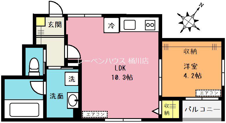 グランツリー桶川(1LDK/1階)の間取り写真