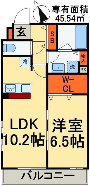 リブリ・検見川(1LDK/1階)の間取り写真