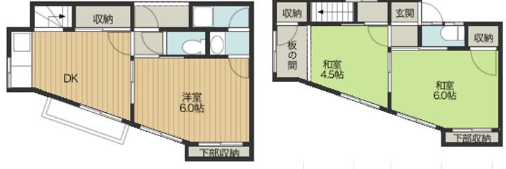 内神ハウス I(3K/2階)の間取り写真