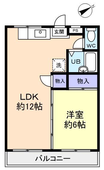 フラワーハイツ(1LDK/2階)の間取り写真