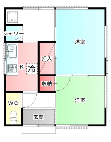大木670アパート(2K/2階)の間取り写真