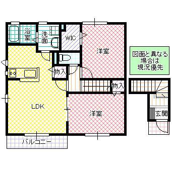 シャンス・メゾンII A棟(2LDK/2階)の間取り写真