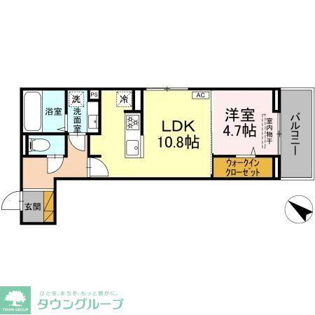 D-ROOM神明町II A A(1LDK/2階)の間取り写真