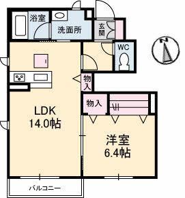 リーブル橘(1LDK/1階)の間取り写真
