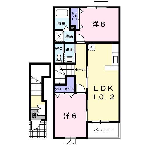 テイクファイブ(2LDK/2階)の間取り写真