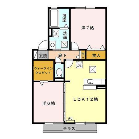 ローズコート 和田 A(2LDK/1階)の間取り写真