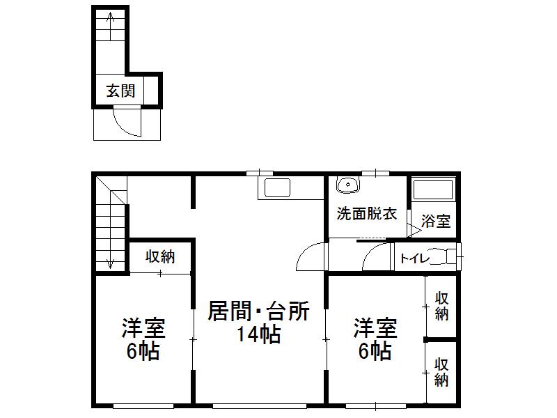 大宮マンション(2LDK/2階)の間取り写真