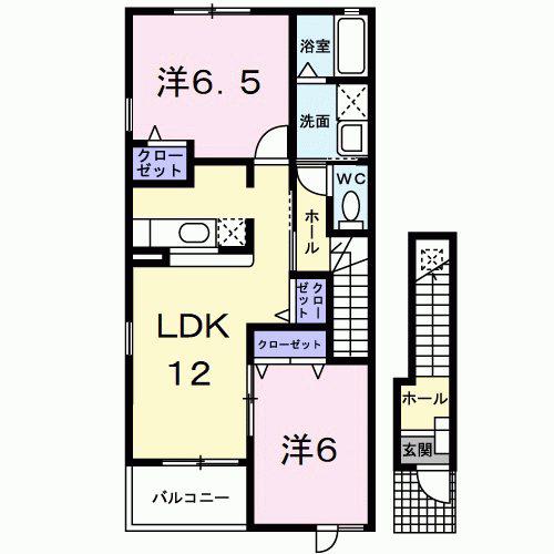 アンジュ(2LDK/2階)の間取り写真