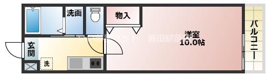 アークリード石山(1K/4階)の間取り写真