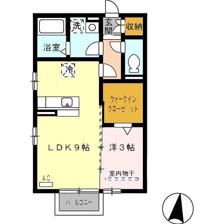 グランモア桜(1LDK/2階)の間取り写真