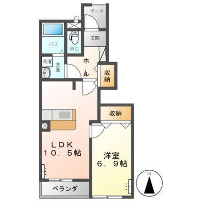 グローリーII A棟(1LDK/1階)の間取り写真