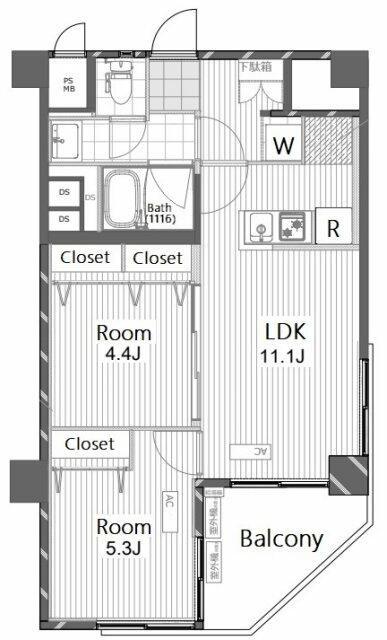 ライオンズマンション南平台(2LDK/9階)の間取り写真