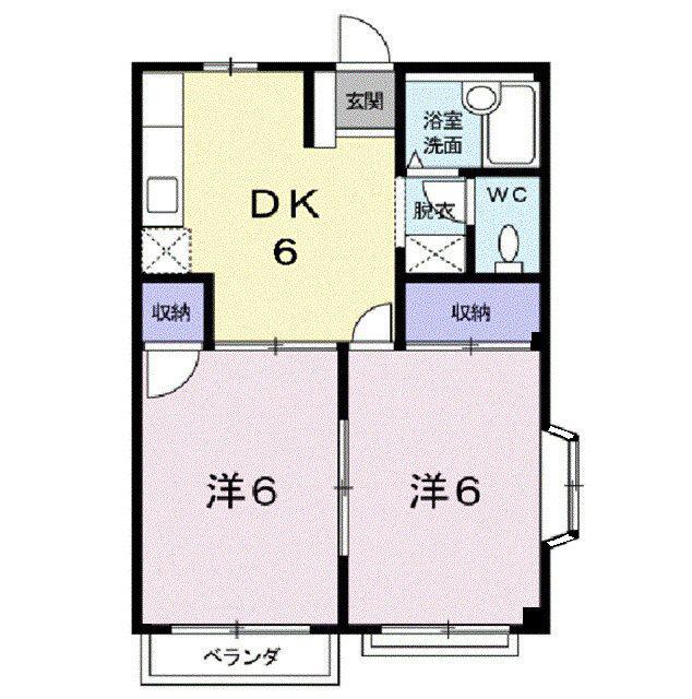エルディム楽天A(2DK/2階)の間取り写真