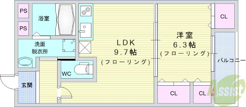フジパレス豊中岡町ノース(1LDK/1階)の間取り写真