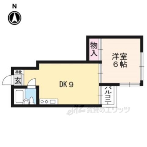 サテンドール千本(1DK/6階)の間取り写真