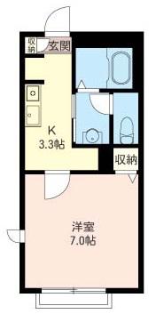 グリーンアベニュー根岸(1K/2階)の間取り写真