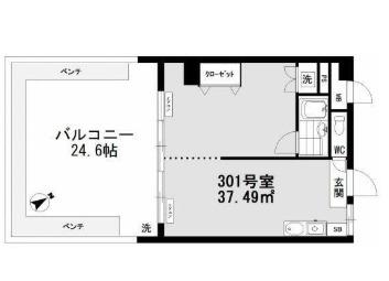 リッツ麻布(1LDK/3階)の間取り写真
