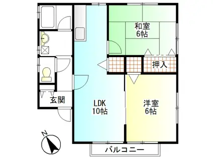 カーサ・ベルデ(2LDK/2階)の間取り写真