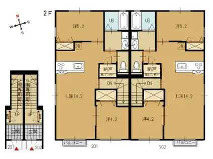 ランコントルII(2LDK/2階)の間取り写真