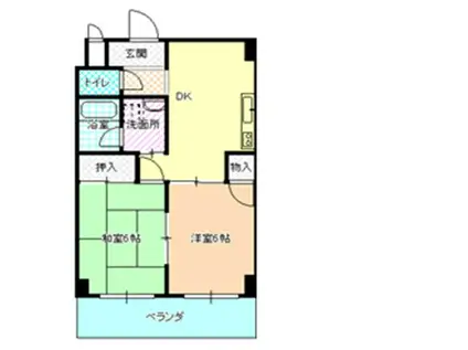 第1アリストマンション(2DK/5階)の間取り写真