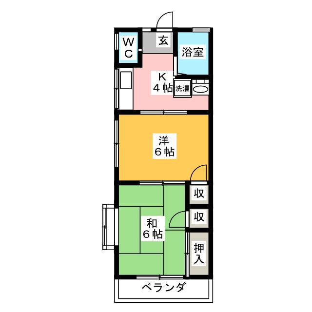 コーポソレイユ(2K/2階)の間取り写真