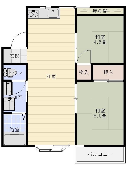 TERAS ASAKA(2LDK/2階)の間取り写真