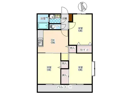 ドミール更紗(3DK/2階)の間取り写真