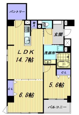 VERITE覚王山(2LDK/3階)の間取り写真