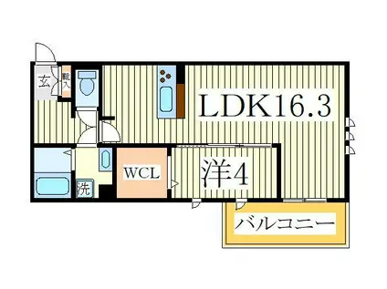 フェリーチェおおたかの森(1LDK/2階)の間取り写真