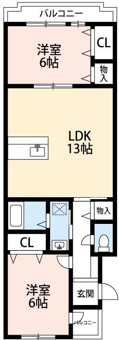 ドミール TF(2LDK/1階)の間取り写真