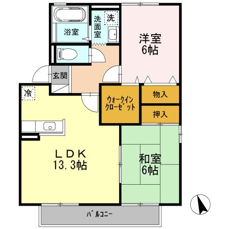 ジュネス II(2LDK/1階)の間取り写真
