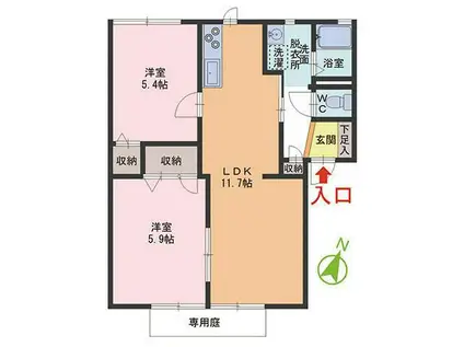 CALM SITIO(2LDK/1階)の間取り写真