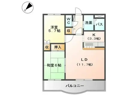 ラフォーレ21(2LDK/1階)の間取り写真