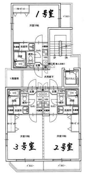 ピアルアーナ東古松(1K/4階)の間取り写真